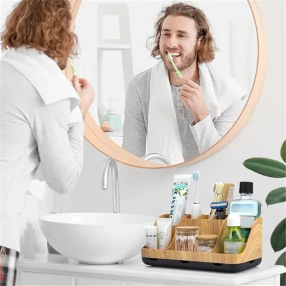 Bathroom Organizer Countertop Toothbrush Holder 7 Slot Storage Rack